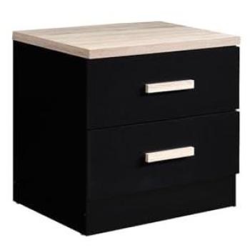 Comodino 2 cassetti Nero e Natura – SKAIDO