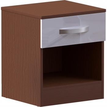 Hulio 1 Drawer Nightstand, Walnut & White