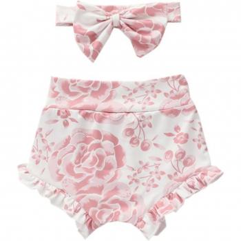 Baby Girls High Waist Ruffled Leopard Shorts 0-18M