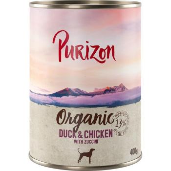 Purizon Organic Bio Lot de 24 boîtes de 400g avec du poisson, du canard et des légumes