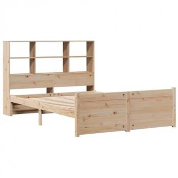 Letto Libreria 150x200 cm in Legno Massello di Pino senza Materasso