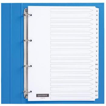 Intercalaires Quantore 4 perforations 20 onglets A-Z blanc carton