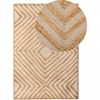Tappeto Geometrico Beige in Cotone e Iuta 140 x 200 cm