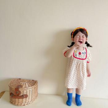 Vestido de Verano para Bebé Niña con Estampado Floral y Lunares, Mono de Algodón 2022