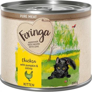 Feringa Pure Meat Kitten 6 x 200 g - Huhn, Kürbis & Katzenminze