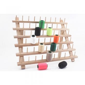 Solid Wood Folding Spool Organizer - 60-Spool Thread Rack for Embroidery