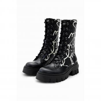 Base Stretch Lettering Stiefel Negro