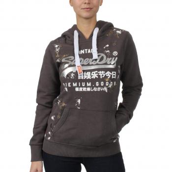Superdry Frauenpullover Premium Goods Doodle – Schwarz/Grau – S