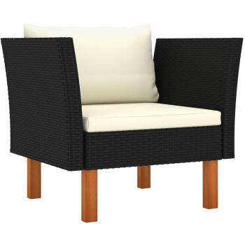 VidaXL Outdoor Couch Poly Rattan and Solid Eucalyptus Wood