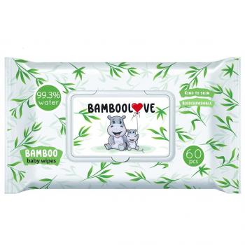 Nawilżane chusteczki bambusowe 60 szt Bamboolove