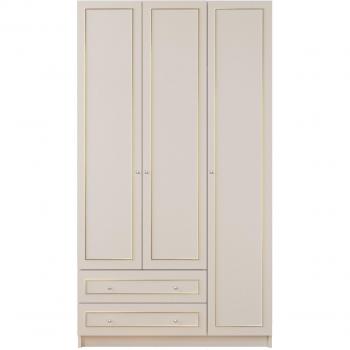 MARIE XL 3 Door 2 Drawer Gold White Wardrobe - White