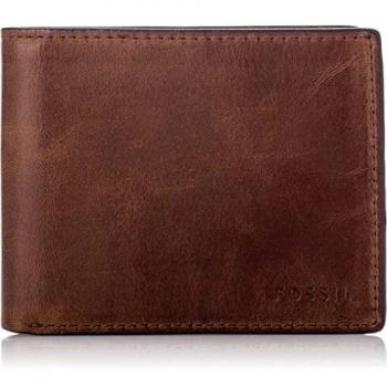 Fossil Derrick Leder Geldbörse, 11,4 cm x 9 cm, braun