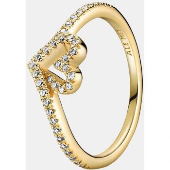 Pandora Fingerring Wishbone Damenring Herz mit Zirkonia von PANDORA, IP Gold