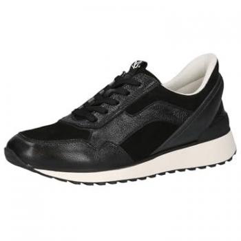 Sneakers Caprice, nera, cuoio e materiale sintetico, con zeppa, Misura 42