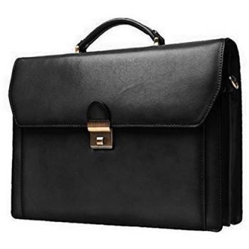 Katana Cartable Noir – cuir raffiné, 2 soufflets
