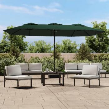 VIDAXL Ombrellone A Doppia Testa Con Led Verde 449x245 Cm