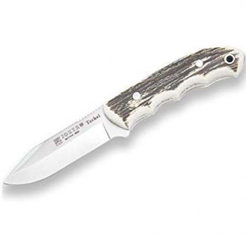 Coltello Bushcraft Joker Teckel CC85, Lama MOVA 9,5 cm, Peso 166 g, Impugnatura in Corno di Cervo, Dente di Seghetto, Utile per Pesca, Caccia