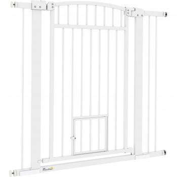 Barrière de sécurité chien PawHut 76-104 cm blanche