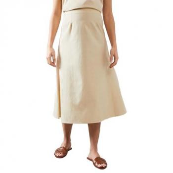Mid‑Length Linen Skirt – Stone