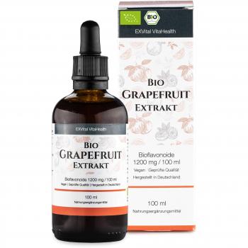 Bio Grapefruitkernextrakt von EXVital, 1200mg Bioflavonoide pro 100ml, Hochdosiert und vegan