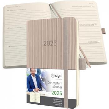 Sigel Taschenkalender Conceptum 2025, ca. DIN A6, taupe