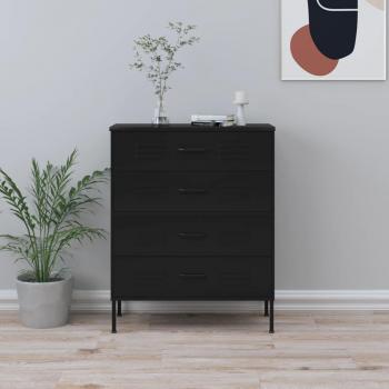 Cajón Negro de Acero 80×35×101 cm con Estantería Interna