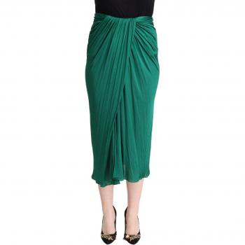 Dolce & Gabbana, Midi Skirts, female, Green, Size: 2XS Dark Green Pleated Midi Skirt