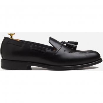 Mocasín de piel con borlas negro mate - Silbon
