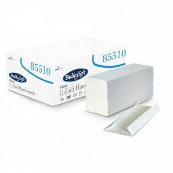 Asciugamani interfogliati piagatura a C Bulkysoft 23x31 cm bianco Cf. 20 fascette da 153 fogli