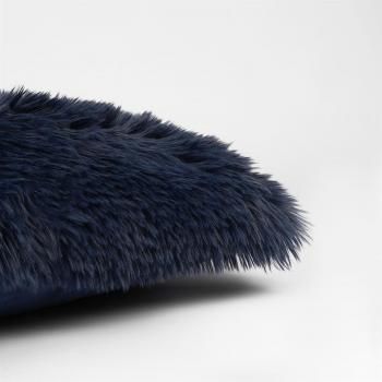 Sienna Faux Mongolian Fur Cushion Covers Plain Luxury, 18 x 18 - Navy Blue / 4