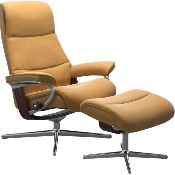 Stressless® Relaxsessel »View« Set mit Hocker, Cross Base, Holzakzent Braun
