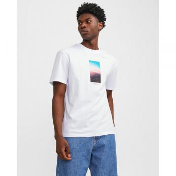 T-shirt Jack & Jones Vesterbro Picture – Blanc, Manches Courtes, Coupe Décontractée