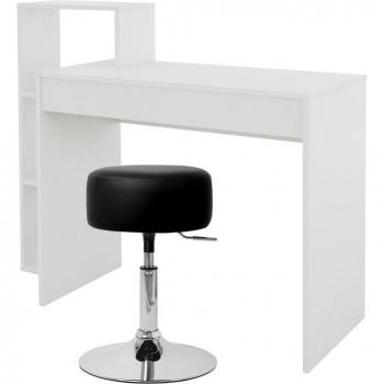 Table de Travail ML-Design 2en1 avec 3 Étagères, Blanc, 110x72x40 cm