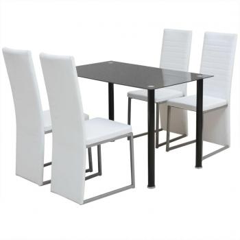 Conjunto de Comedor Vida XL Cinco Piezas en Blanco y Negro