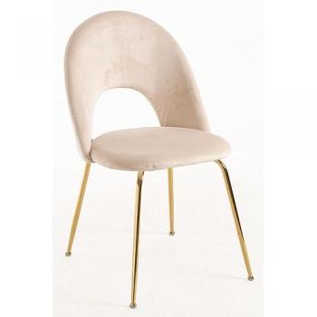 Set de 4 Sillas Comedor Dawa Gold Terciopelo Beige