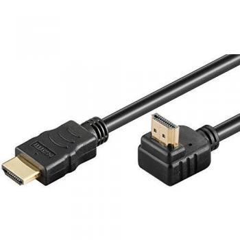 Goobay 2m High Speed HDMI Cable with Ethernet, 90° Angle Connector, Gold-Plated, Black