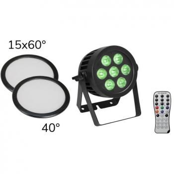 EUROLITE Set LED IP PAR 7x9W SCL Spot + 2x Diffusorscheibe (15x60° und 40°) (20000672)