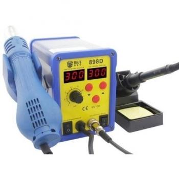 Best BST-898D 2 in 1 AC 220 V 720 W LED Displayer Helical Wind Adjustable Temperature Unleaded Hot Air Gun + Solder Station & Soldering Iron, EU Plug