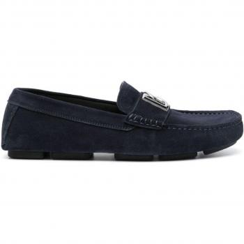 Dolce & Gabbana Men's Blue Suede Moccasins, Size 10.5 US