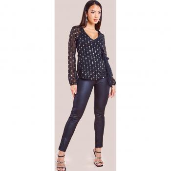 Goddiva Wrap Sequin Top With Cami
