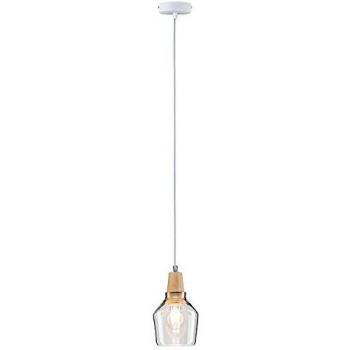 Neordic Ylvie Pendelleuchte (Paulmann 79632) – 1 x 20 W, E27, Glas/Holz, Klar/Holz