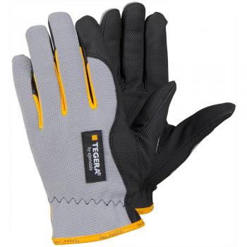 Tegera 9124 Synthetic Leather Glove, Grey/Black/Yellow, Size 10