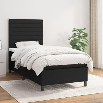 Cama box spring con colchón tela negro 80x200 cm Vidaxl Negro