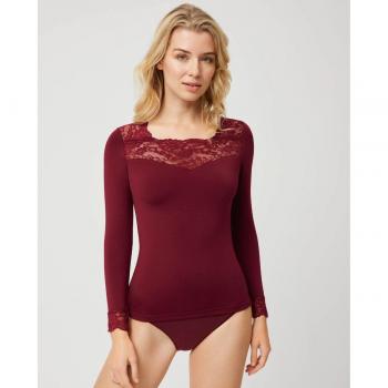 Ysabel mora camiseta mujer termal con blonda manga larga cuello barco 70005
