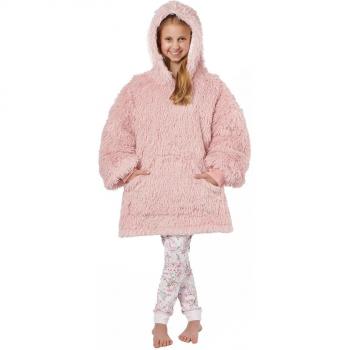 Fluffy Shaggy Hoodie Blanket - Pink