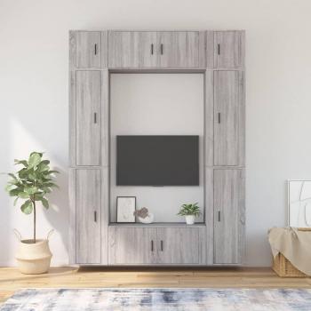 Set Mobili Porta TV 8 pz Grigio Sonoma in Legno