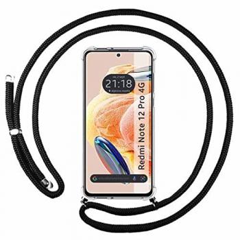 Funda Colgante Transparente Xiaomi Redmi Note 12 Pro 4G Cordon Negro