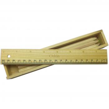 Orkin Name Engraved Coloured Pencil Set with Wooden Ruler