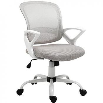 Vinsetto Sedia Da Ufficio In Tessuto A Rete Grigio, Sedia Da Scrivania Ergonomica E Girevole Con Altezza Regolabile