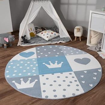 Eliz 391 Spielteppich, rund, 12 mm, Patchwork-Muster